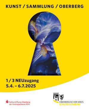 Ausschnitt aus dem Plakat zur Sonderausstellung "NEUzugang" als Auftakt der dreiteiligen Austellungsreiche zur Kunstsammlung Oberberg: "NEUGIER". (Foto/Grafik: Lars Reiffers, la bataille de la vie (Detail); Foto: Joachim Gies, Design: Nicole Elsenbach) 