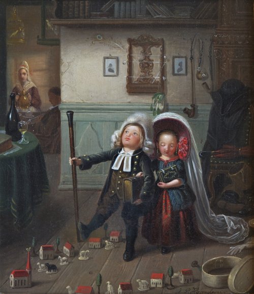 Die Pfarrerskinder, Gemälde von Johann Peter Hasenclever um 1847 (Bildrecht: Stiftung Sammlung Volmer)
